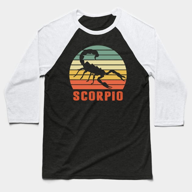 Retro Scorpio Zodiac Sign Baseball T-Shirt by Korry